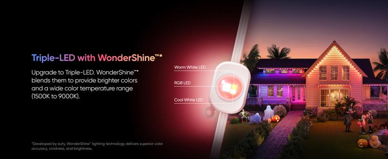 【Exclusive Bundle】eufy Security Permanent Outdoor Lights E22 With 60 Triple-LED Lights Smart RGBWW Lights Daily and Festive Up to IP67 Waterproof AI Lighting Themes for Christmas APP Control