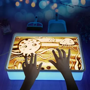 Light Table for Kids Sand Painting Light Box Sand Art Kits Toys for Boys and Girls, 16" (Blue)