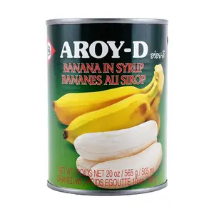AROY-D Canned Sweet Bananas 565g - Ready-to-Eat Thai Fruit for Desserts, Bubble Tea, Fruit Salads & Snacks