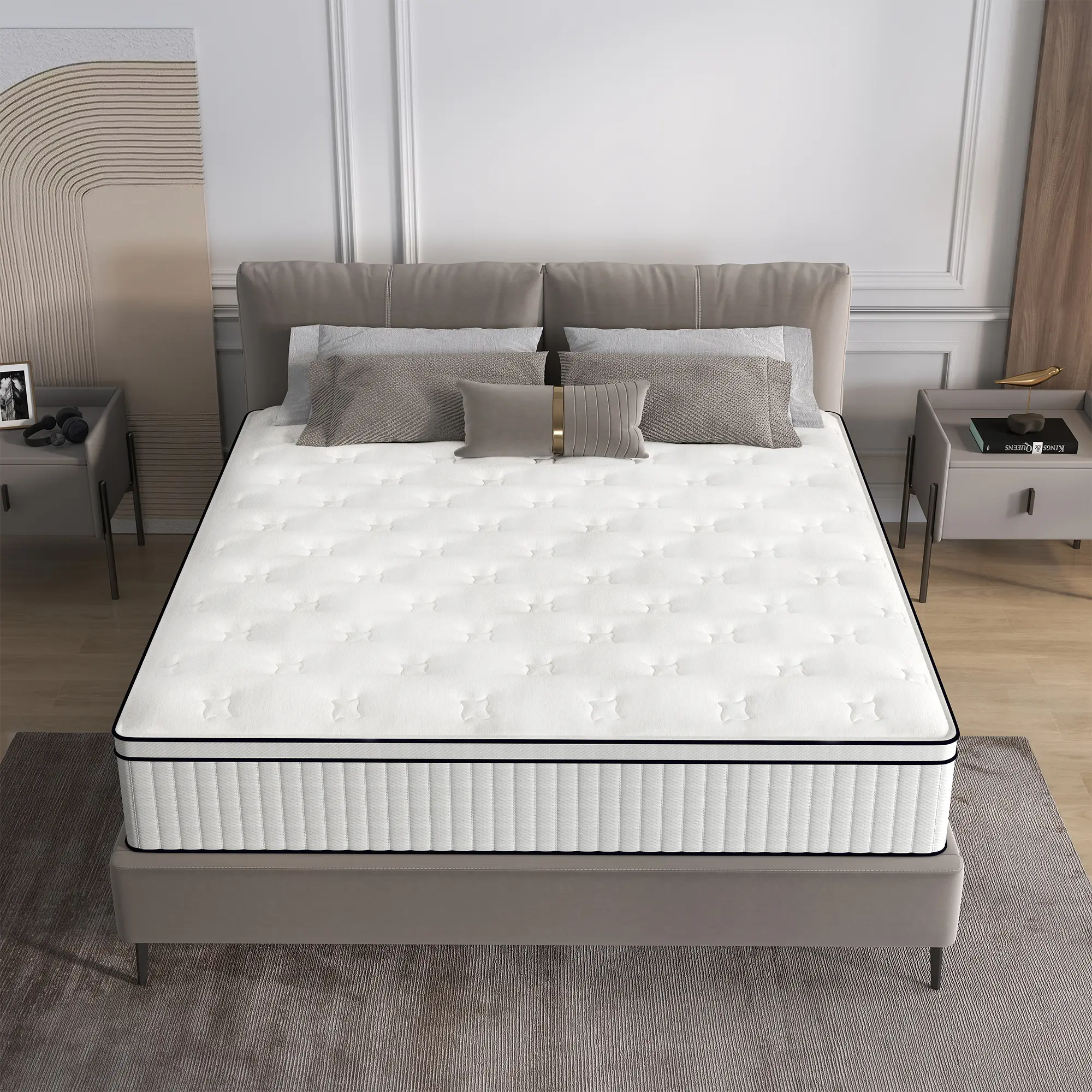 Sweet Night High Quality Hybrid Mattress in a Box - Bed Upgrade, 12in/14in, Twin (75x39x12in), Full/King Sizes, All Mattress Sizes, Medium Firm, Ergonomic Design, Polyester, Motion Isolation, Modern Home Bedroom Furniture, High Quality Mattress