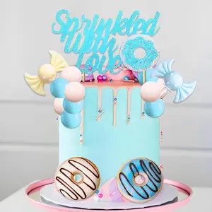 LaVenty Sprinkled with Love Cake Topper Baby Boy Cake Decor Donuts Sweets for Donuts Baby Shower Gender Reveal Party Decorations Supplies