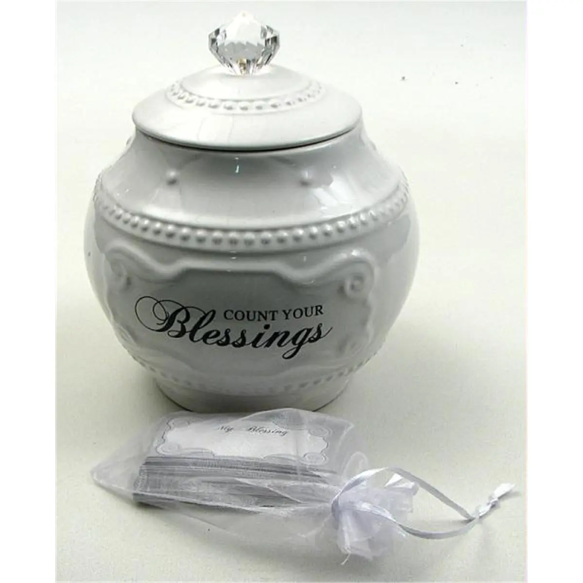 212 MAIN Blessings Jar Ceramic Cookie Canister - Kitchen Storage Container for Tea-Making Tools, Coffee Supplies, with Included Cards