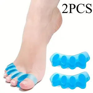 2-pack soft silicone toe separator, 5-hole design, gel toe pad, unisex - one size fits all, comfortable thumb pad, ideal for toe care and separation