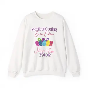 Medical Coder Easter Eggs Holiday ICD-10 Medical Humor Sweatshirt Crewneck Fabric