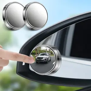 Car Blind Spot Mirrors, 360° Adjustable HD Convex Wide Angle Rearview Mirror, Silver/Black Adhesive Blind Spot Auxiliary Mirror for Cars, SUVs and Trucks