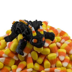 Candy Corn Dragon - Articulating Halloween Dragon Figure - Dragon Sculpture - Halloween Figurine - Home Decor Gift - Decoration