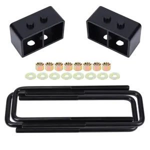 GARVEE 3-Inch F150 Leveling Lift Kits with Blocks and U-Bolts, Rear Leaf Spring Block and Extra Long Square Bolts for 2004-2020 F150 2WD/4WD
