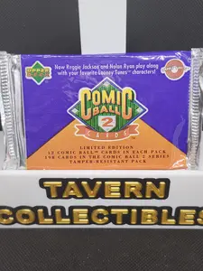 1991 Upper Deck Comic Ball 2 Cards Factory Sealed Pack | Nolan Ryan & Reggie Jackson Auto Chase