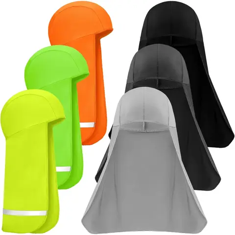 Adults' Unisex 6-Pack Polyester Skull Caps, Extended Neck Coverage, Lightweight Breathable Moisture-Management Quick-Dry Outdoor Sports Helmet Liners, Stretch One Size Fit, Reflective Accents for Visibility, 3 Mixable Styles