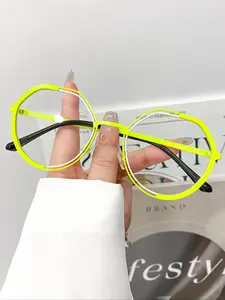 New Unique Metal Frame Irregular Fashion Glasses, Trendy Frames, Unisex Daily Casual Wear Decorative Eyewear, Stylish Accessories for Men and Women, Trendy Casual Eyeglasses