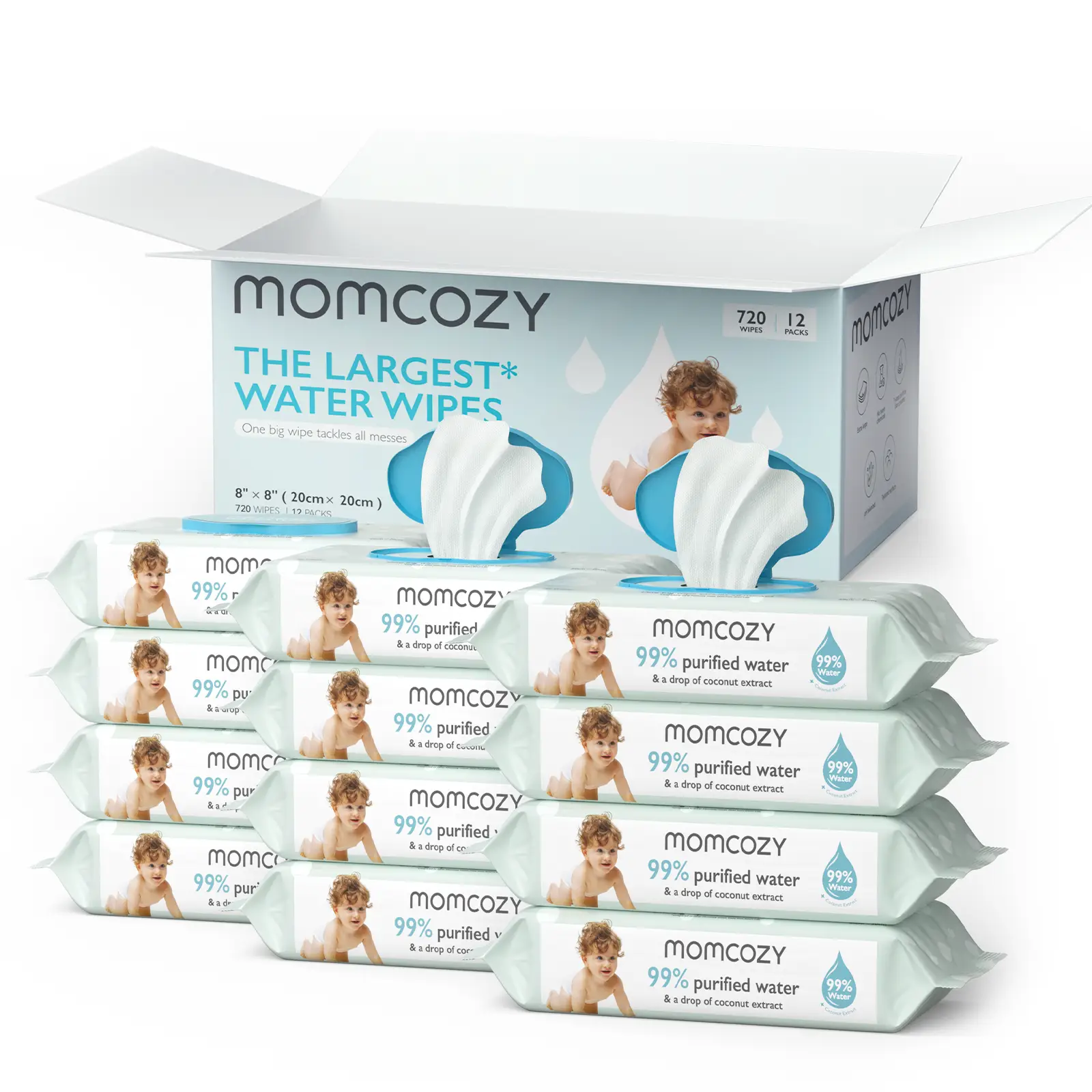 Momcozy Baby Wipes-Extra Large Size Design, Unscented & Hypoallergenic, Cleansing & Moisturizing Baby Wipes for Sensitive Skin,clearance