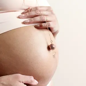 Dawn Sky Handmade Maternity Necklace with Pink Sphere Pendant on Chain