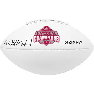 Will Howard Ohio State Buckeyes 2024 College Football Playoff National Champions Autographed White Panel Football with "24 CFP MVP" Inscription - Fanatics Authentic Certified