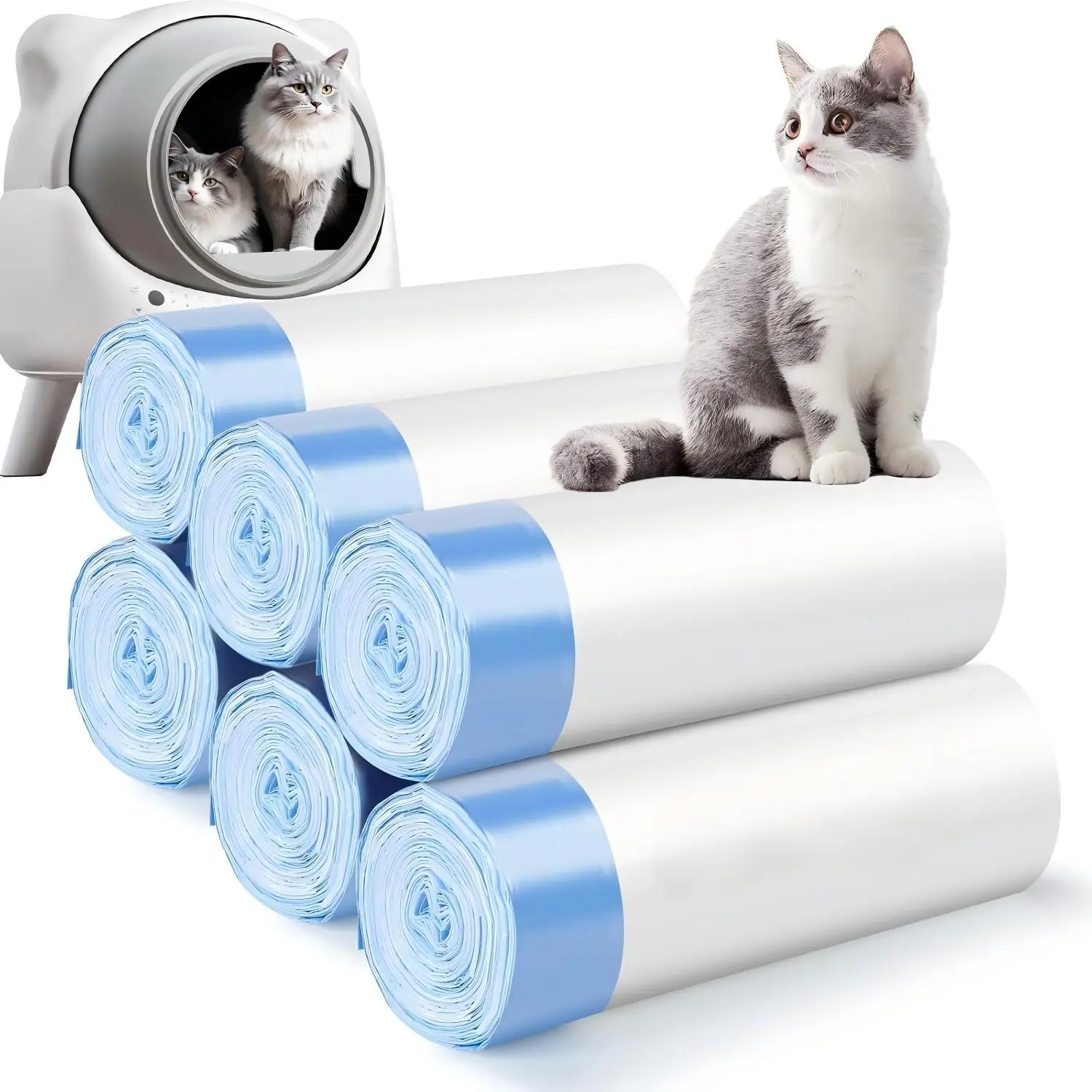 120 Pack Automatic Waste Bags Compatible with Litter Box Robot 3/4/5 and Other Automatic Cat Litter Box, Waste Drawer Liners Bags Heavy Duty, Thick Self-cleaning Cat Litter Box Liners