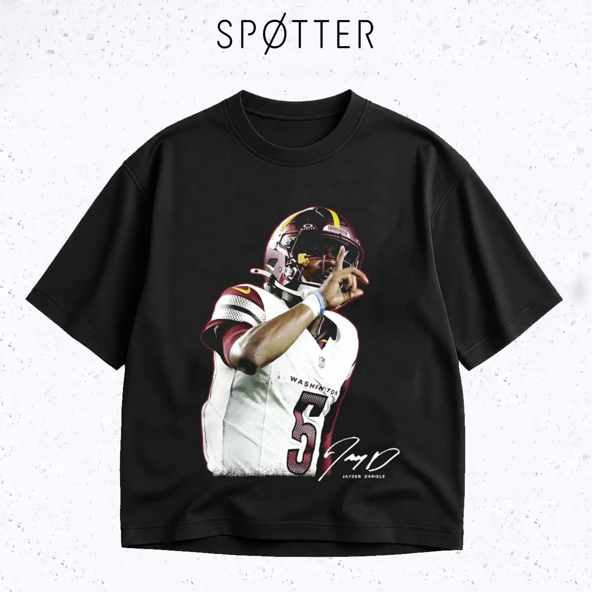 Jayden Daniels T-Shirt Vintage Number 5 Football Sport Graphic Heavyweight Streetwear Casual Graphic Tee