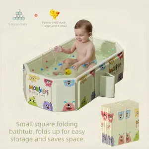 Portable Baby Bathtub, Foldable Design for Children Aged 1-8, Easy to Clean, Hygienic and Travel Ready, Sturdy & Durable for Shower Use