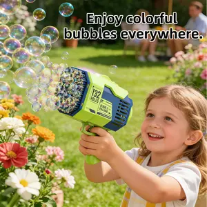 Fully Automatic Handheld Bubble Machine Youngsters Toy,1 Bubble Machine with 2 Bottles Refill Solution,132-Hole Light Up Bubble Machine,Bubble Blaster Maker,Party Favors Toys for Boys Girls 4-8 Birthday Gifts bubble machine toddler outdoor toys