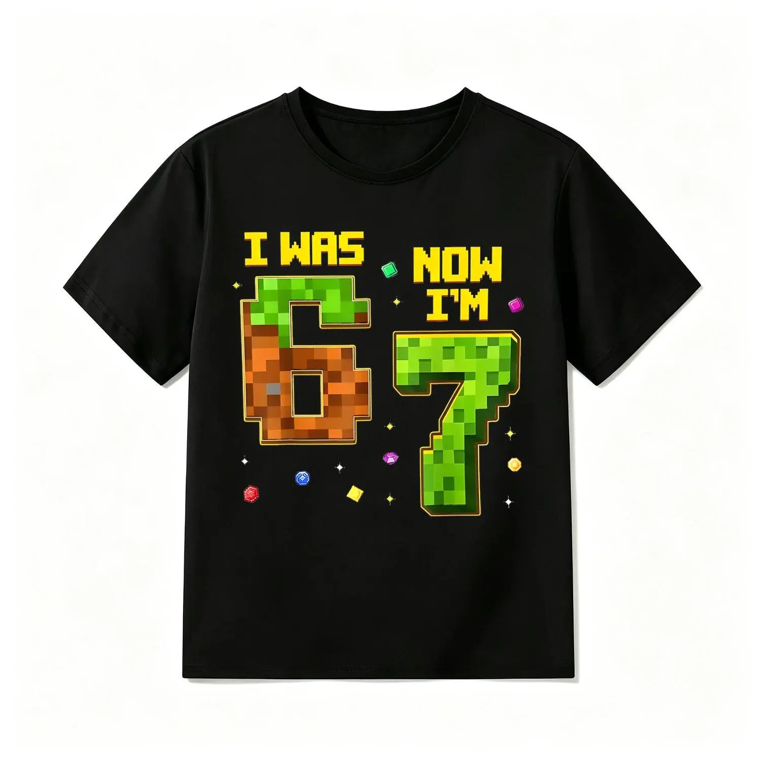 7 Year Old Birthday Funny I was 6 Now Im 7 Six Seven Meme Novelty Awesome Graphic Cute Boys T Shirts Trendy Cool Tops Tees for Boys