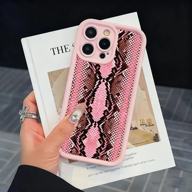 Simulated snake scale texture phone case. Compatible with iPhone 17 Pro Max/16 Pro Max/15 Plus/14/13/12/11, TPU soft case. Compatible with Galaxy S26 Ultra/S25 Plus/S24/S23, Dopamine color. Compatible with Galaxy A54/A53/A33/A15.