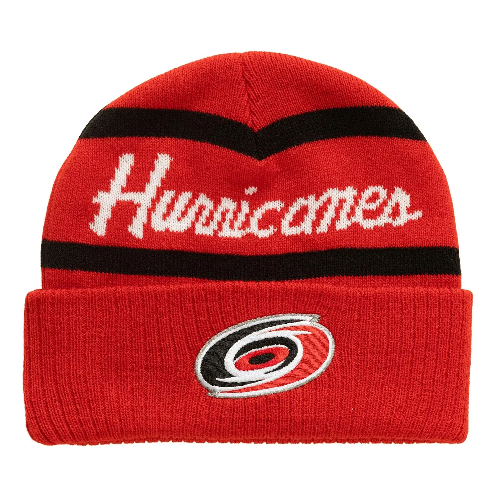 Carolina Hurricanes Red Head Coach Cuffed Knit Hat NHL Throwback Cap Adjustable Fan Gear Mitchell & Ness