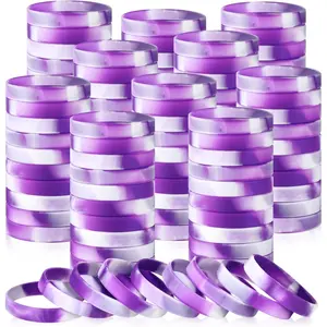 50 count Plain  Rubber Bracelets Elastic Rubber Wristbands Blank Colored Bracelet  Bands for Stretch Wristband Wrist Bands for Women Men Party Gifts( and White)