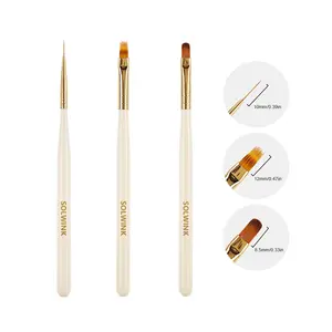 SOLWINK Nail Art Brushes Ombre Brush Pen Round Head Brush Pen Liner Brush for Gel Nail Art Nail Design Painting Set