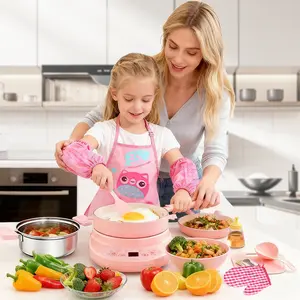 Real Mini Kitchen Cooking Kit for Kids (Pink) - Montessori Safe Easy Educational Cookware Set, Beginner Food-Making Toy for 8-12 Year Old Boys & Girls