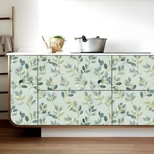 Olive Leaf Pattern Wallpaper, Self Adhesive Waterproof Wall Sticker, Oil Proof Wall Decal for Home Kitchen Living Room Bedroom