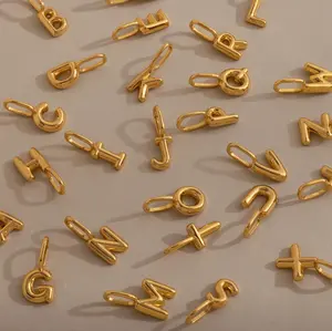 Gold Initial Charms by Caitlyn Minimalist - Dainty 18K Gold Plated Letter Charms for Necklace: Bubble Letter Charm, Vintage Diamond Heart Initial Pendant, & Mother of Pearl Initial Charm - Custom Charm Jewelry - Personalized Gift for Her