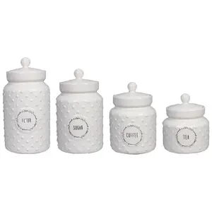 Young's Inc. Set of 4 Cottage Core Ceramic Canisters Young's Inc. Set of 4 Cottage Core Ceramic Canisters