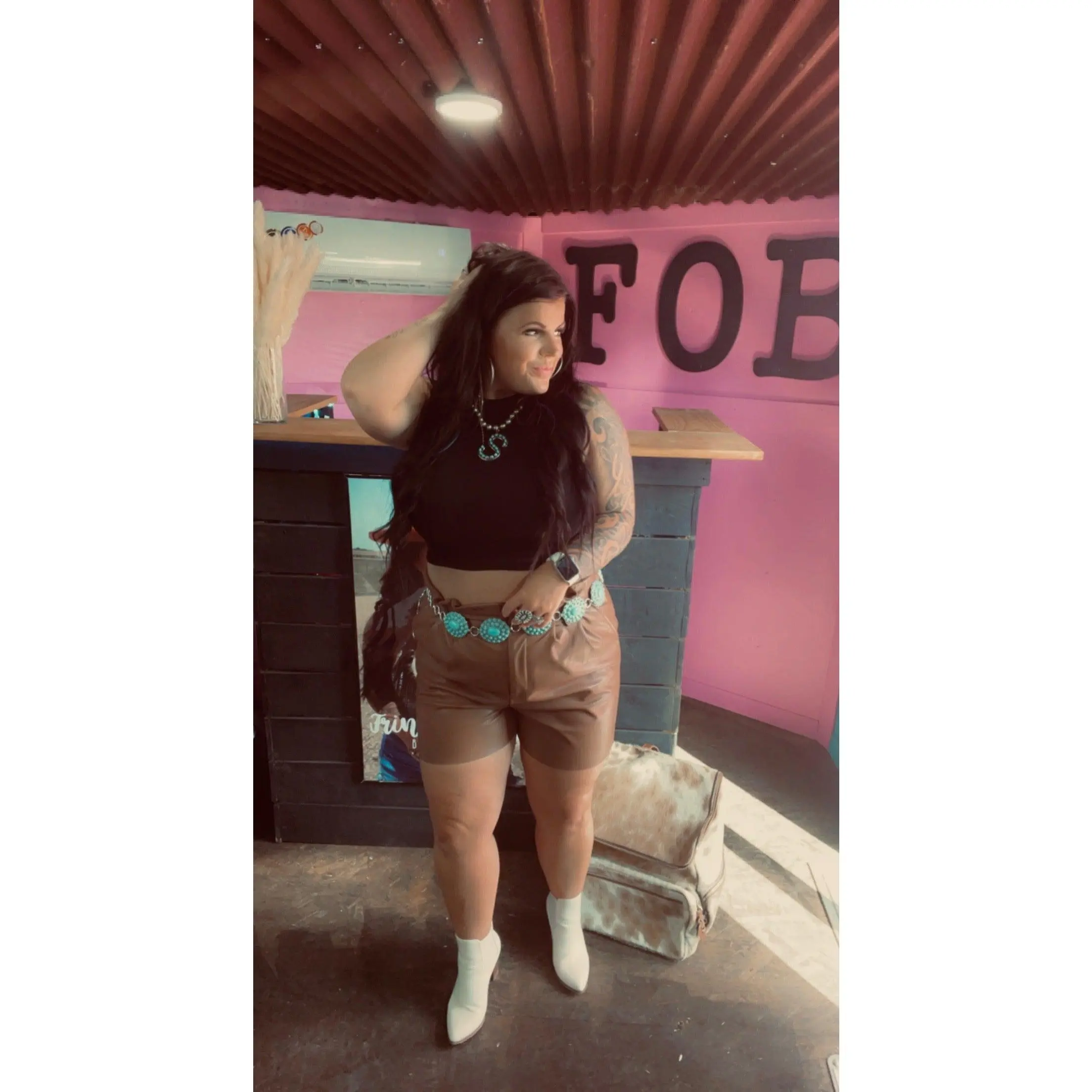 The Camel Pleather Shorts