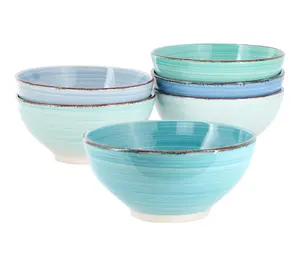 Elama Ridge 6.25in 6pc Round Stoneware Assorted Bowl Set