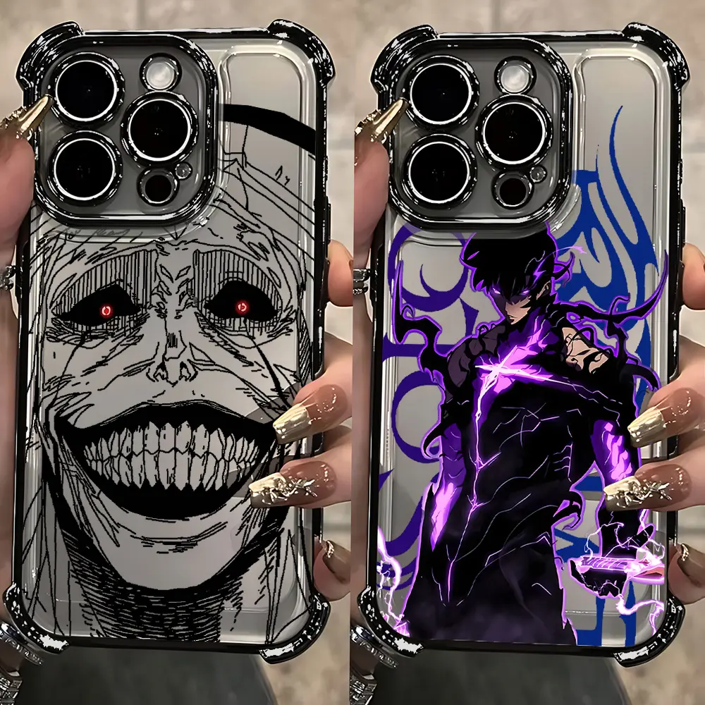 Stylish Protective Cover for iPhone - Anime Fan Style Solo Leveling Art Plated TPU Silicone Case, Shockproof, Anti-Fall Airbag, Camera Guard, Compatible with iPhone 17,16,15,14,13,12,11 Pro/ProMax/Plus Multi Models Customized Mobile Accessory
