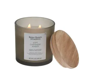 Better Homes & Gardens Soft Cashmere Amber Scented 2-Wick Frosted 12oz Candle