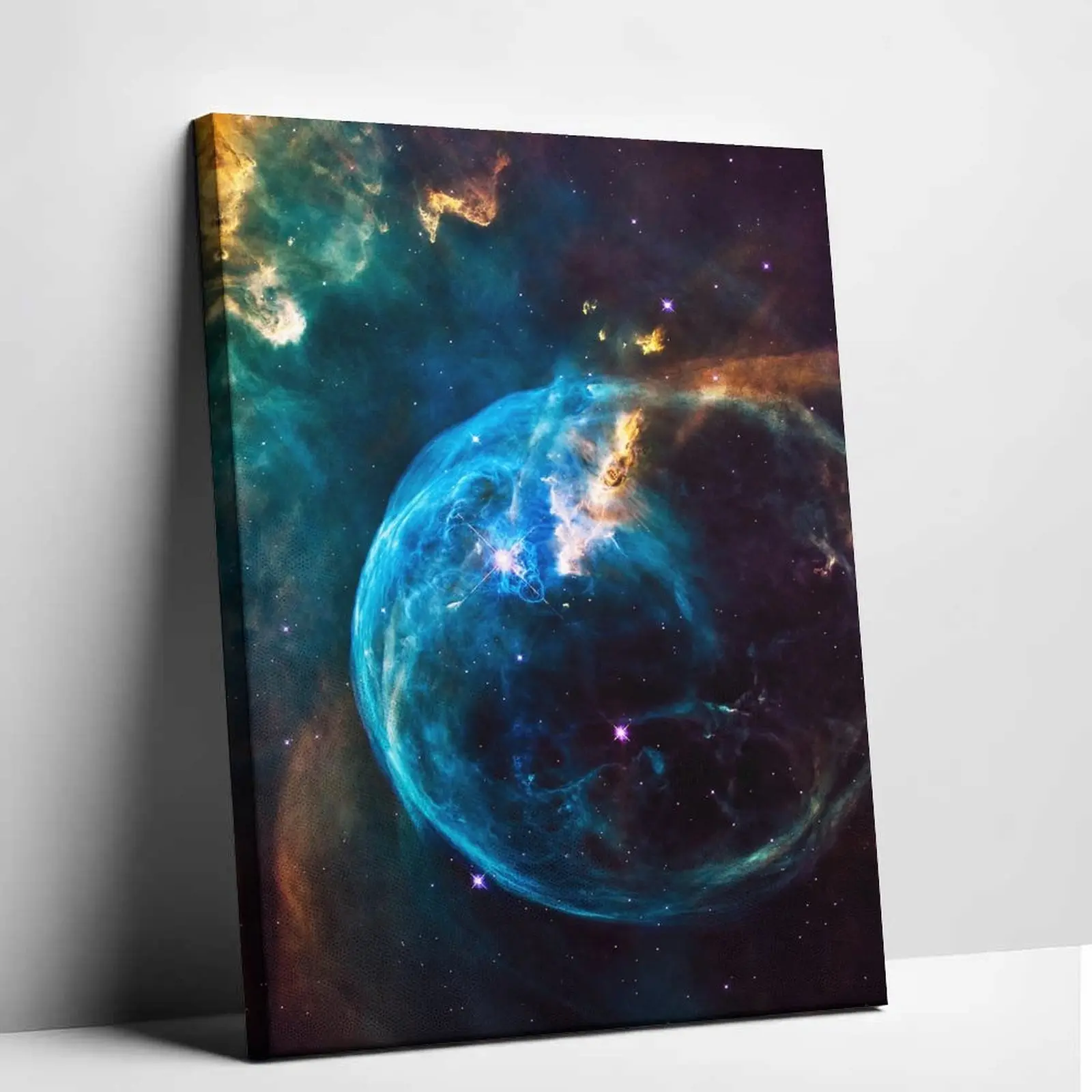 Space Galaxy Poste HubbleSpace Telescope ImageBubble Nebula SphericalBlue Stellar Gas Wind AroundO Star By Finger Pillars OfDust Wall Art Print PosterHome Decor Premium