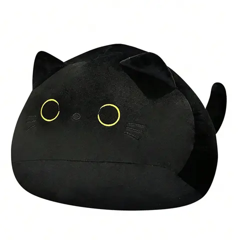 Black Cat Plush Toy, Soft Stuffed Decoration, Children's Companion Comfort Toy, Gift for Her, Men's Gift, Soft Stuffed Animals