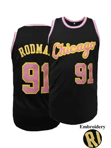 #91 Chicago Retro Basketball Jersey for Men, Embroidered Throwback Design, Stitched Sleeveless Basketball Uniform, Casual Sportswear for Game Day, Training, Daily Wear, S-3XL