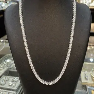 Diamond Ice 4mm Tennis Chain - Elegant Silver Tone Necklace with 4mm Cubic Zirconia Stones for Women