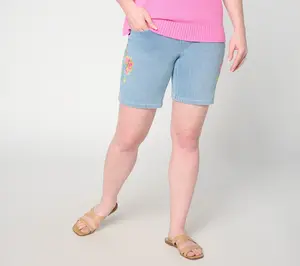 Belle by Kim Gravel Flexibelle Floral Pop 8" 5-Pkt Shorts