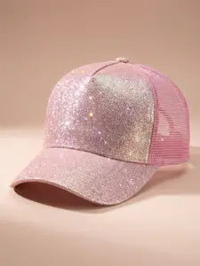 Sparkling Baseball Cap for Women, Shiny Eye-Catching Duckbill Hat, High-End Luxurious Fashionable Snapback, Large Deep Design