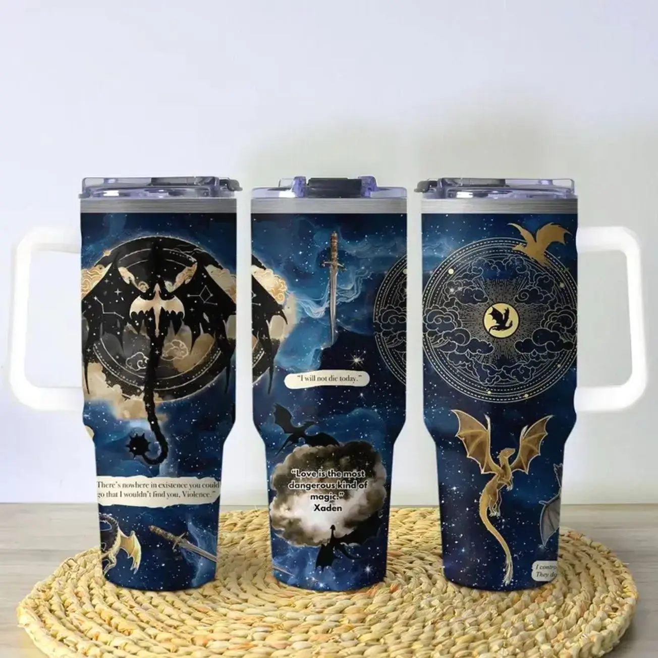Fourth Wing Tumbler, Basgiath War College Mug, Dragon Fantasy Stainless Coffee Cup, 20oz/30oz/40oz Insulated Bookish Tumbler Gift