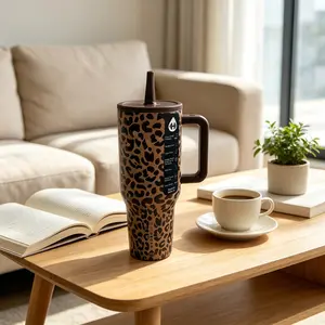 Hydrojug 40 oz Leopard Print Insulated Travel Tumbler Mug - Vacuum Insulated Kitchenware Flask, Large Capacity, Portable for Camping, Gym, Ideal Birthday Gift