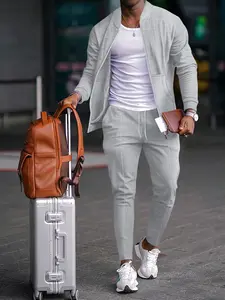 Men's New Two-Piece Set, Halloween & Christmas Gift, Friday Waffle Knit Top & Drawstring Pants, Fall Winter Casual