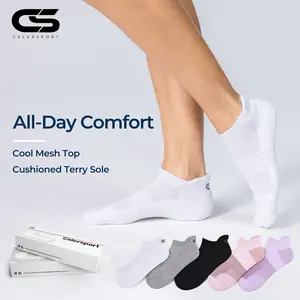 CS Unisex Cushioned Ankle Socks, 5/6 Pairs, Breathable Seamless Toe, Sports Daily Wear With Heel Tab