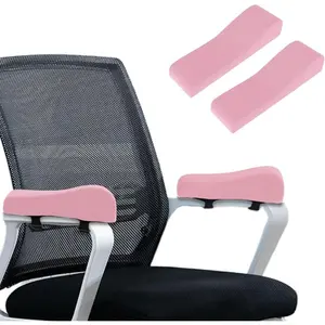 2 Pack Office Chair Armrest Pads Covers with Memory Foam Elbow Pillow for Forearm Pressure Relief for Office Chairs Wheelchair Comfy Gaming Chair (Pink)