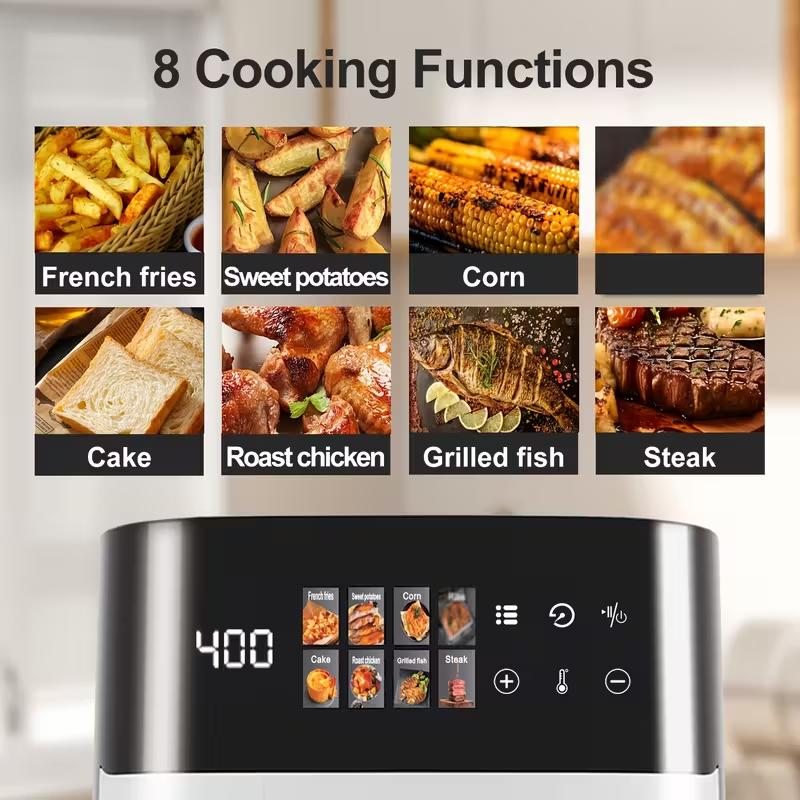 7QT Extra Large Convection Countertop Oven with Air Fryer Toaster Oven Combo Convection & Air Fry Mode Roast Bake Broil Reheat Functions Oil-Free Healthy Cooking Stainless Steel LED Touchscreen Viewing Window Space-Saving