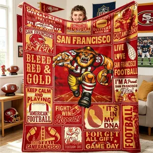 Countdown Sale San Francisco Team Spirit Flannel Blanket, Ultra Soft Warm Nap Throw for Adults Kids, Game Day Dorm Travel Sports Fan Gift