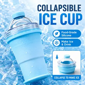 2-in-1 Ice Ball Maker Cup for Whiskey, Large Round Ice Sphere Mold, Portable Ice Cube Maker Bottle for Bourbon, Cocktails, Iced Coffee & Cold Drinks