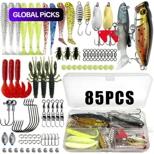 Artificial Fishing Lure Kit, Fishing Tackle Kit, 85, 117, 157, 198 or 375-Piece Fishing Lure Set with Spoon Lures, Soft Plastic Worms, Crankbait Jigs and Fishing Hooks #GLOBAL PICKS