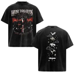 House of the Dragon Targaryen Vintage Acid Wash Graphic T-Shirt | Heavy Cotton Oversized Fire and Blood Streetwear Top for Men Women | Game of Thrones Retro Fantasy Fandom Tee | Casual Pop Culture Apparel | Trending TV Show Merch & Best Geek Gift Outfit
